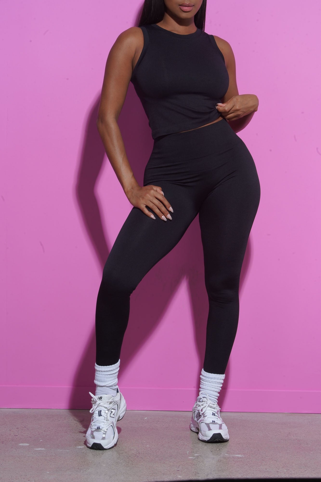 Mind Reader Cropped Legging Set - Black/Black