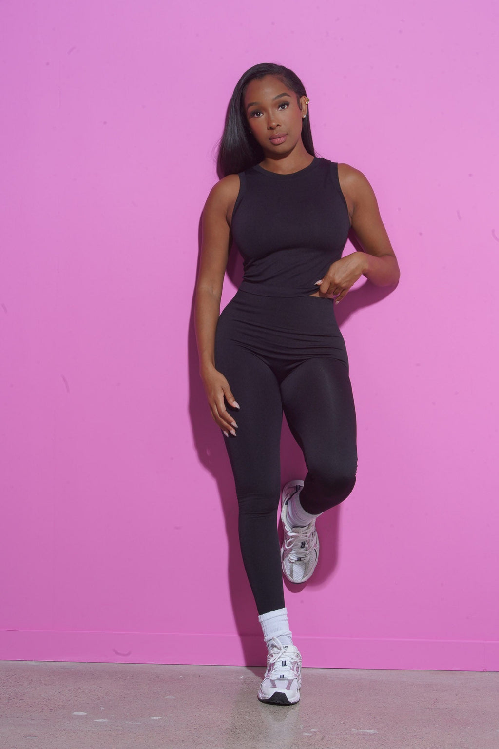 Mind Reader Cropped Legging Set - Black/Black