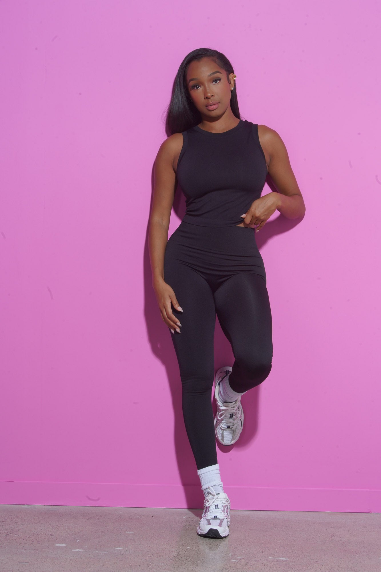 Mind Reader Cropped Legging Set - Black/Black