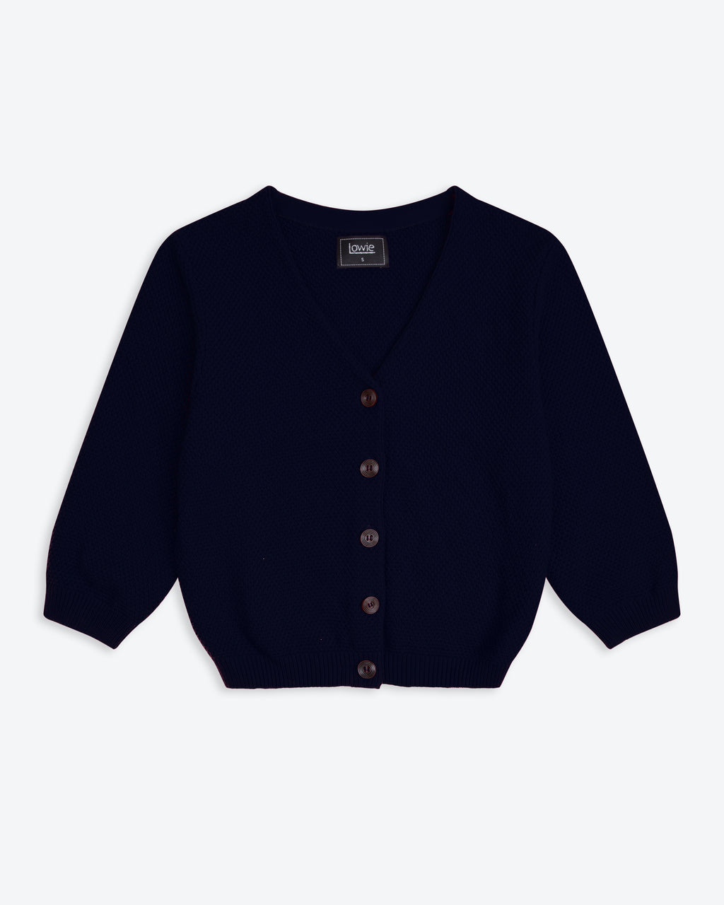 Lowie Navy Cotton Waffle Knit Cardigan