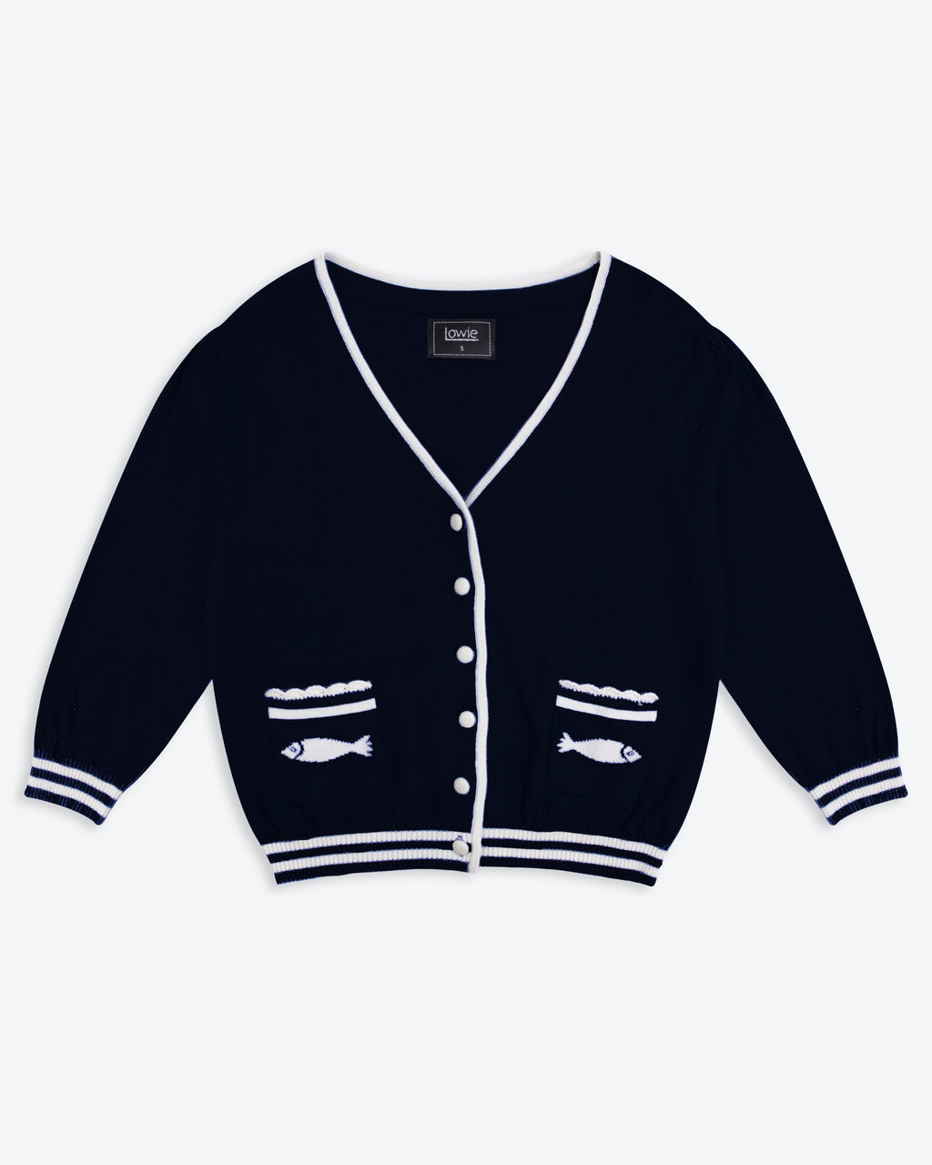 Lowie Navy Cotton Fish Cardigan