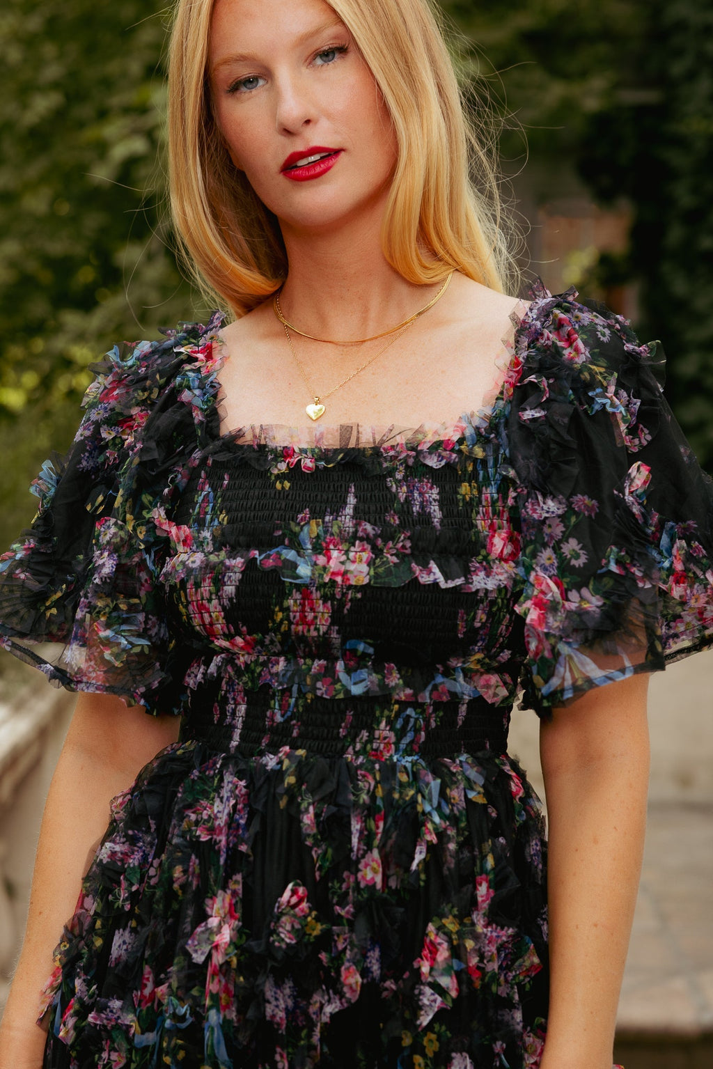 Florentina Dress in Obsidian Garden