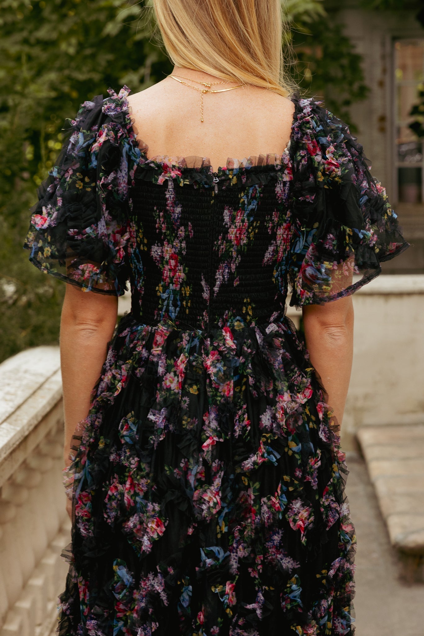 Florentina Dress in Obsidian Garden