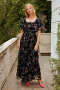 Florentina Dress in Obsidian Garden