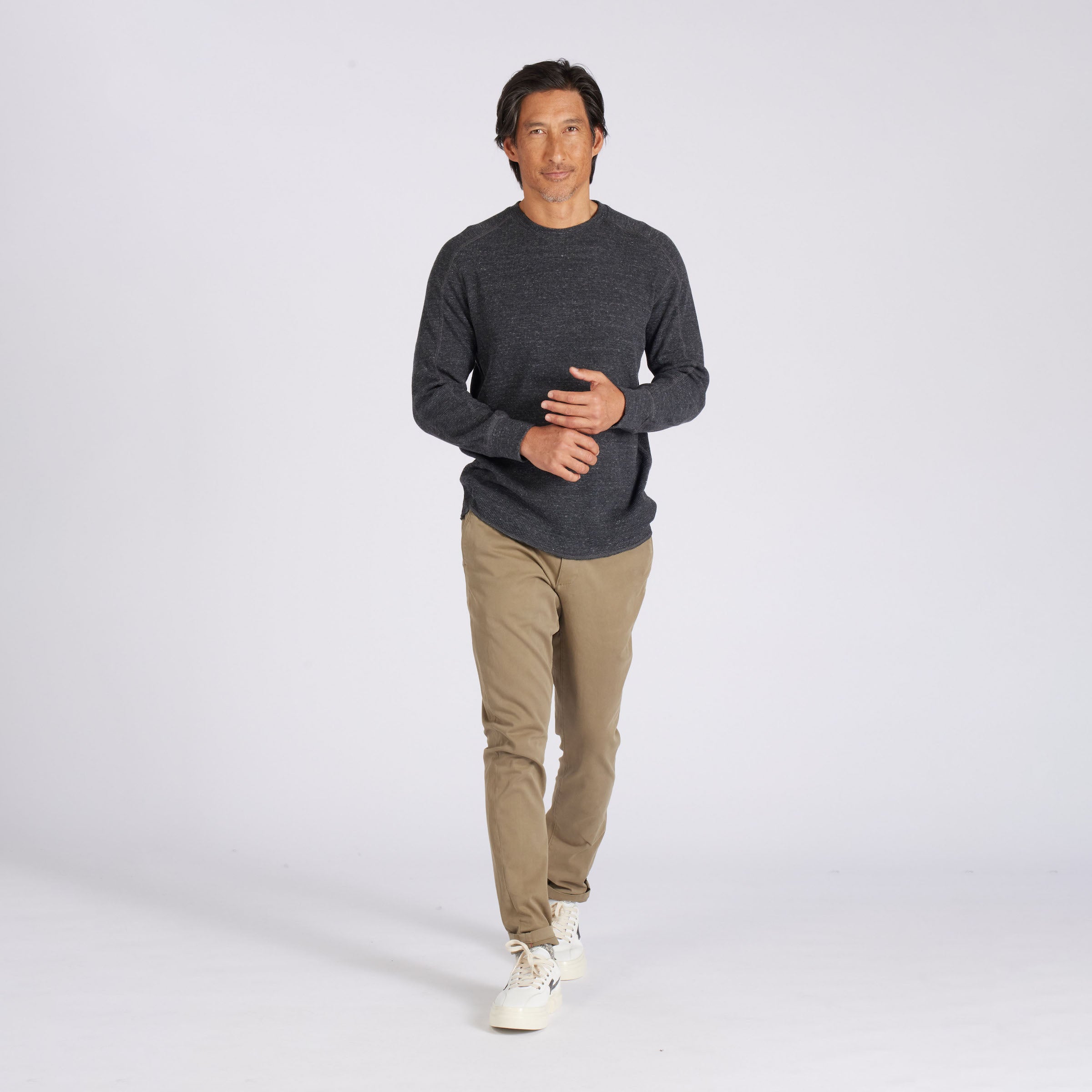 New Spencer Waffle Crew - Charcoal