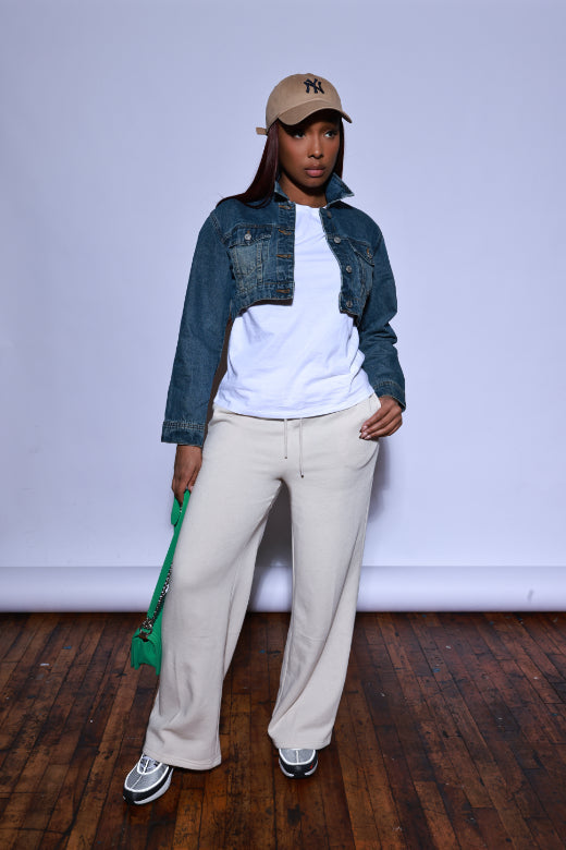 True To It Cropped Denim Jacket - Dark Wash