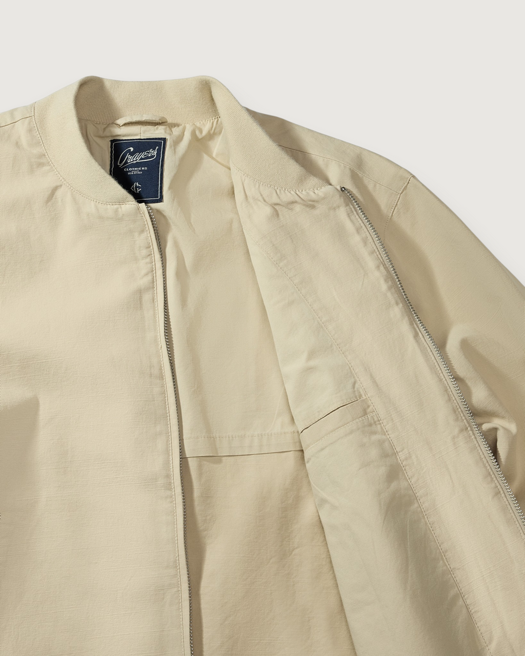 Conrad Cotton Linen Bomber - Light Khaki