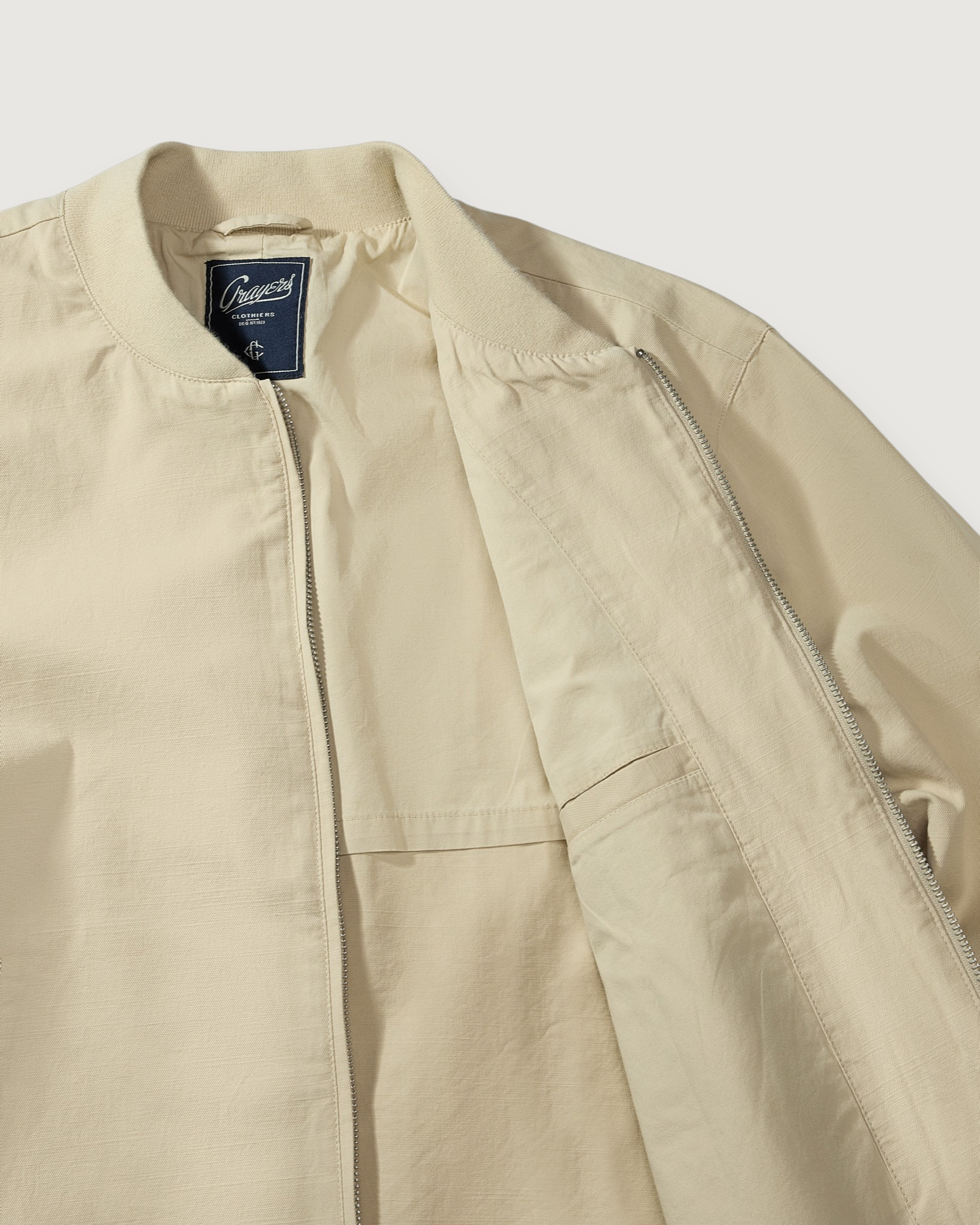 Conrad Cotton Linen Bomber - Light Khaki