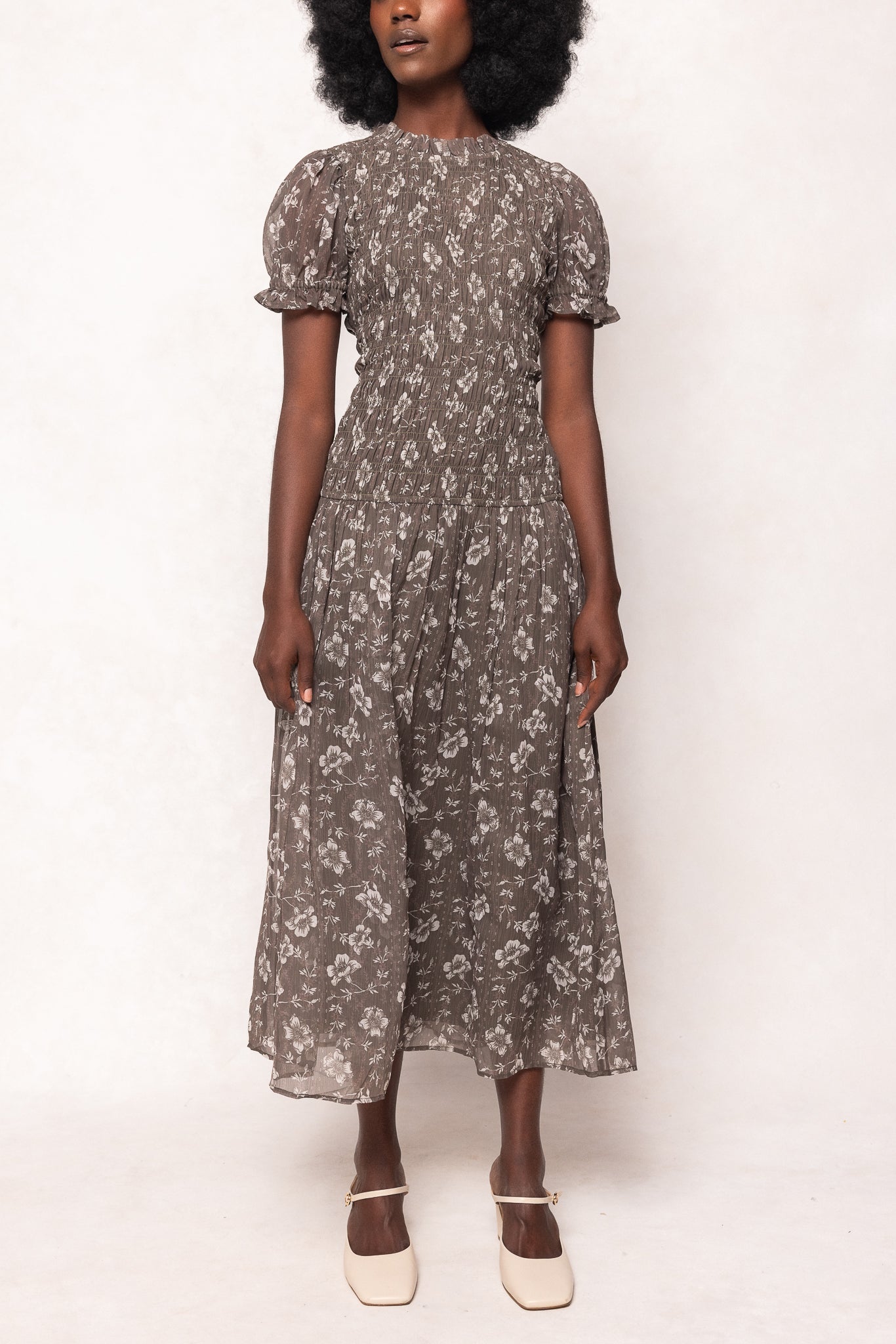 Jennifer Dress in Olive Blossom
