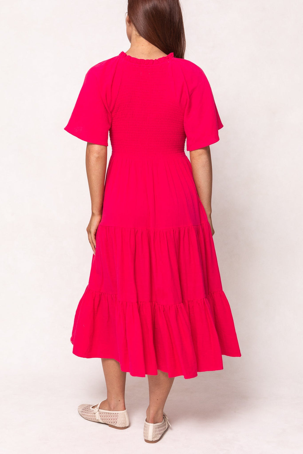 Jovie Midi Dress in Hot Pink