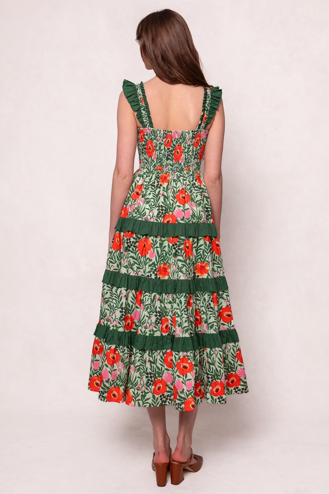 Juno Dress in Green Floral