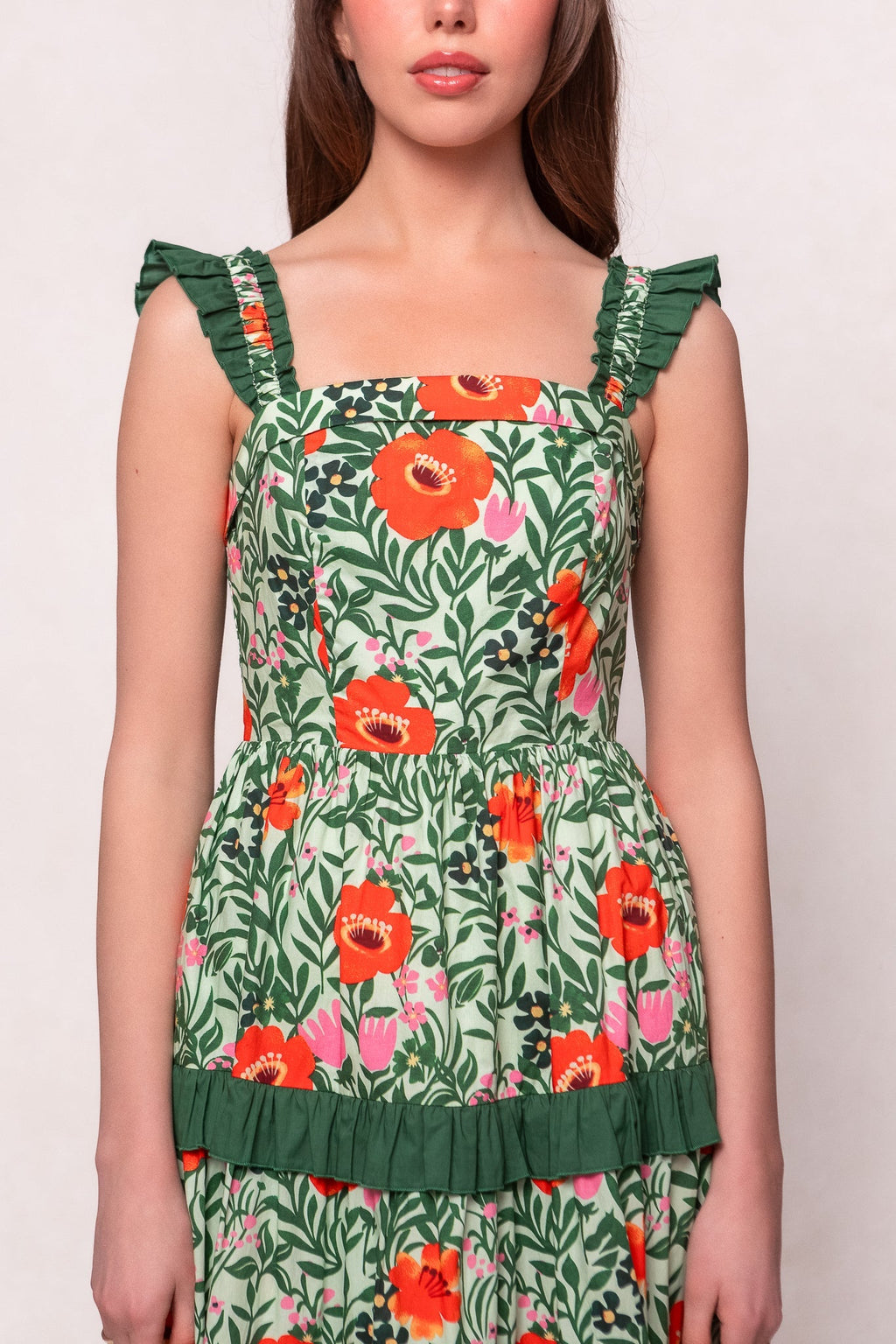 Juno Dress in Green Floral