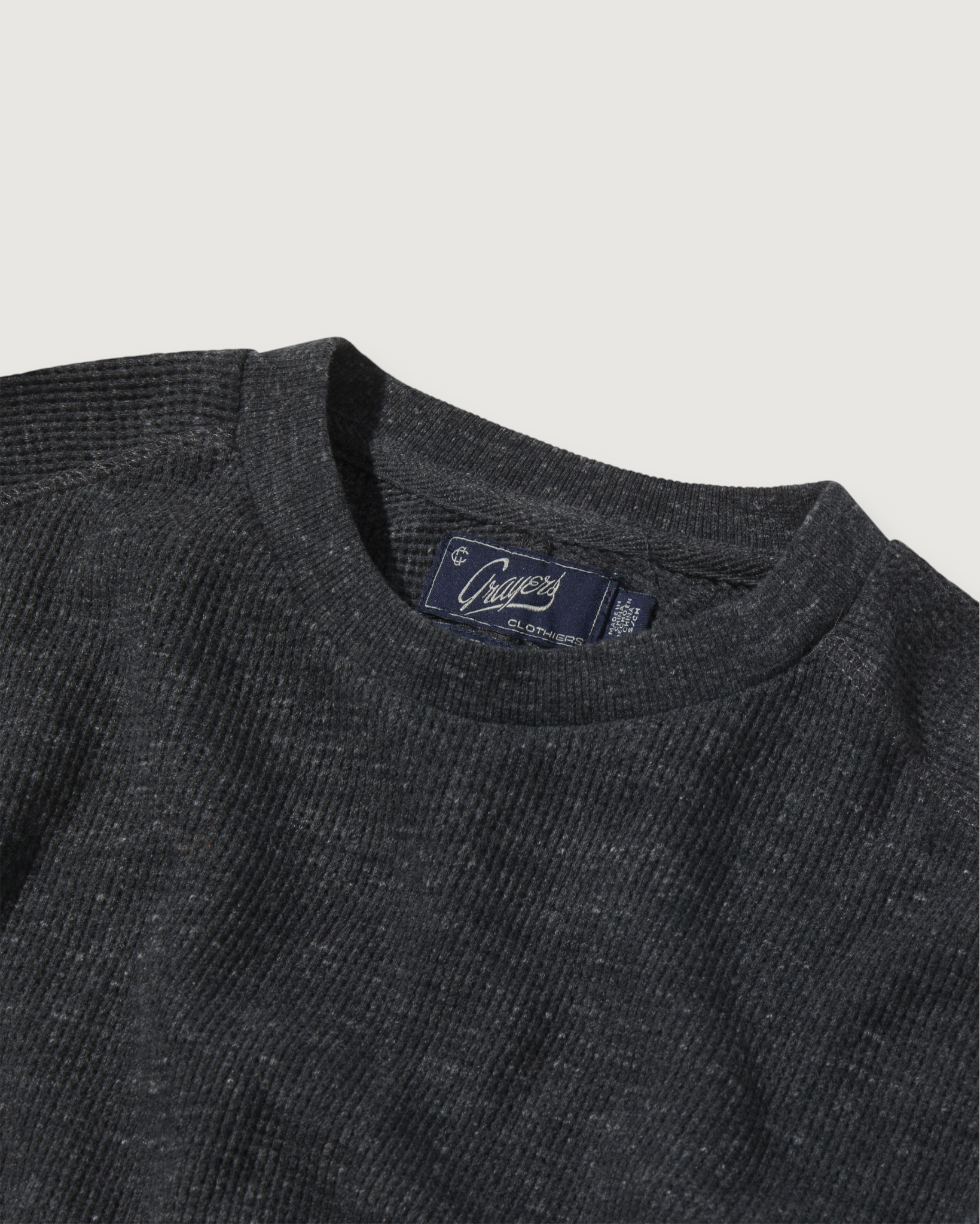 New Spencer Waffle Crew - Charcoal