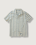 Baja Loopback Camp Shirt - Teal Cream Stripe