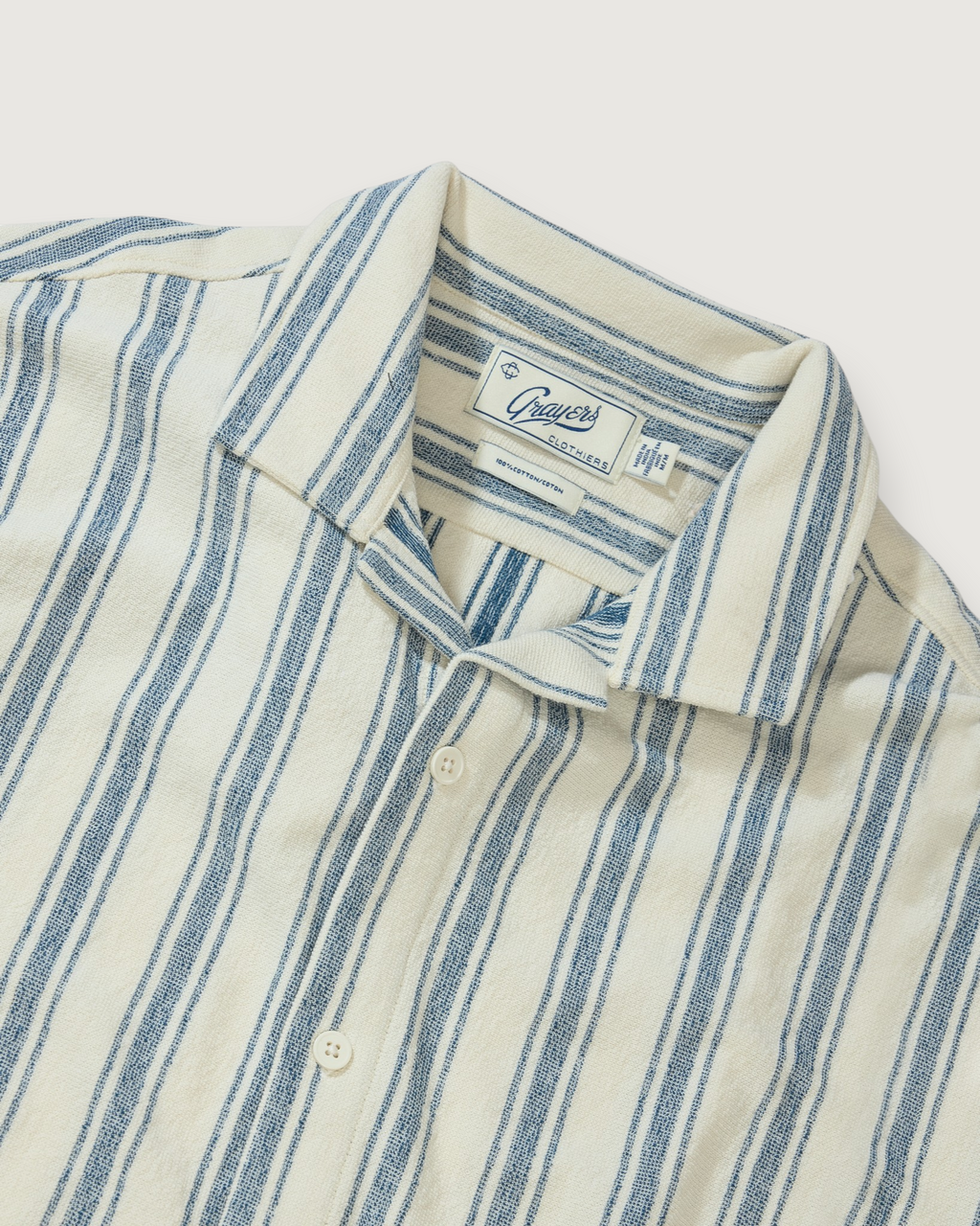 Baja Loopback Camp Shirt - Teal Cream Stripe