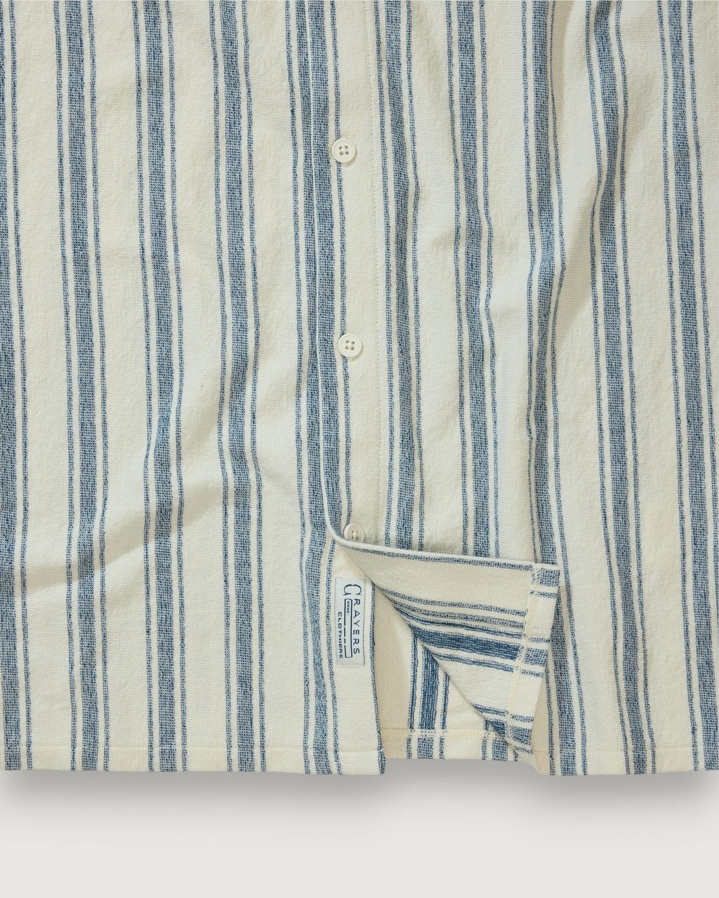 Baja Loopback Camp Shirt - Teal Cream Stripe