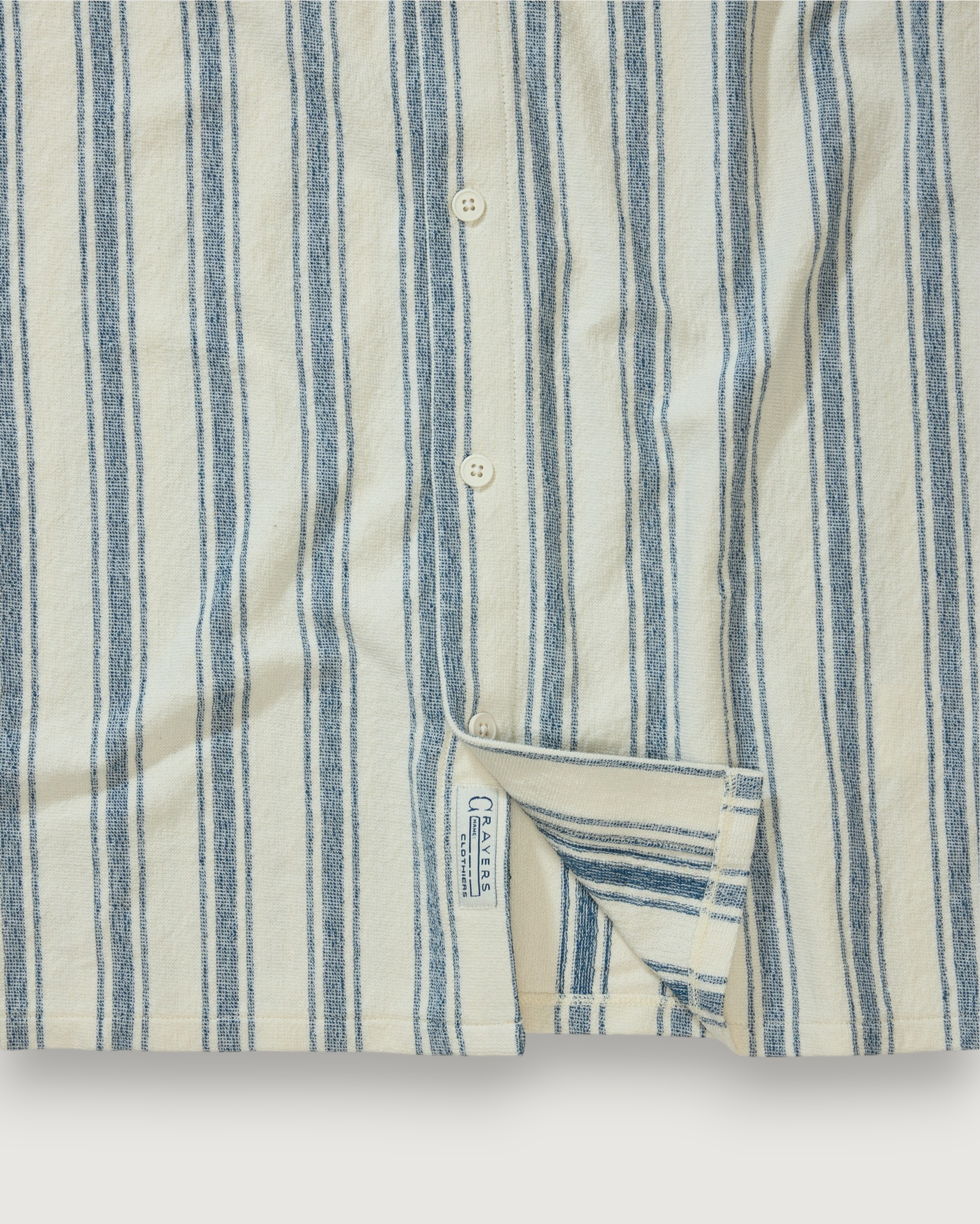 Baja Loopback Camp Shirt - Teal Cream Stripe