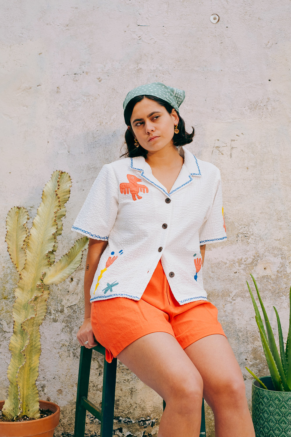 Lowie White Applique Etta Shirt