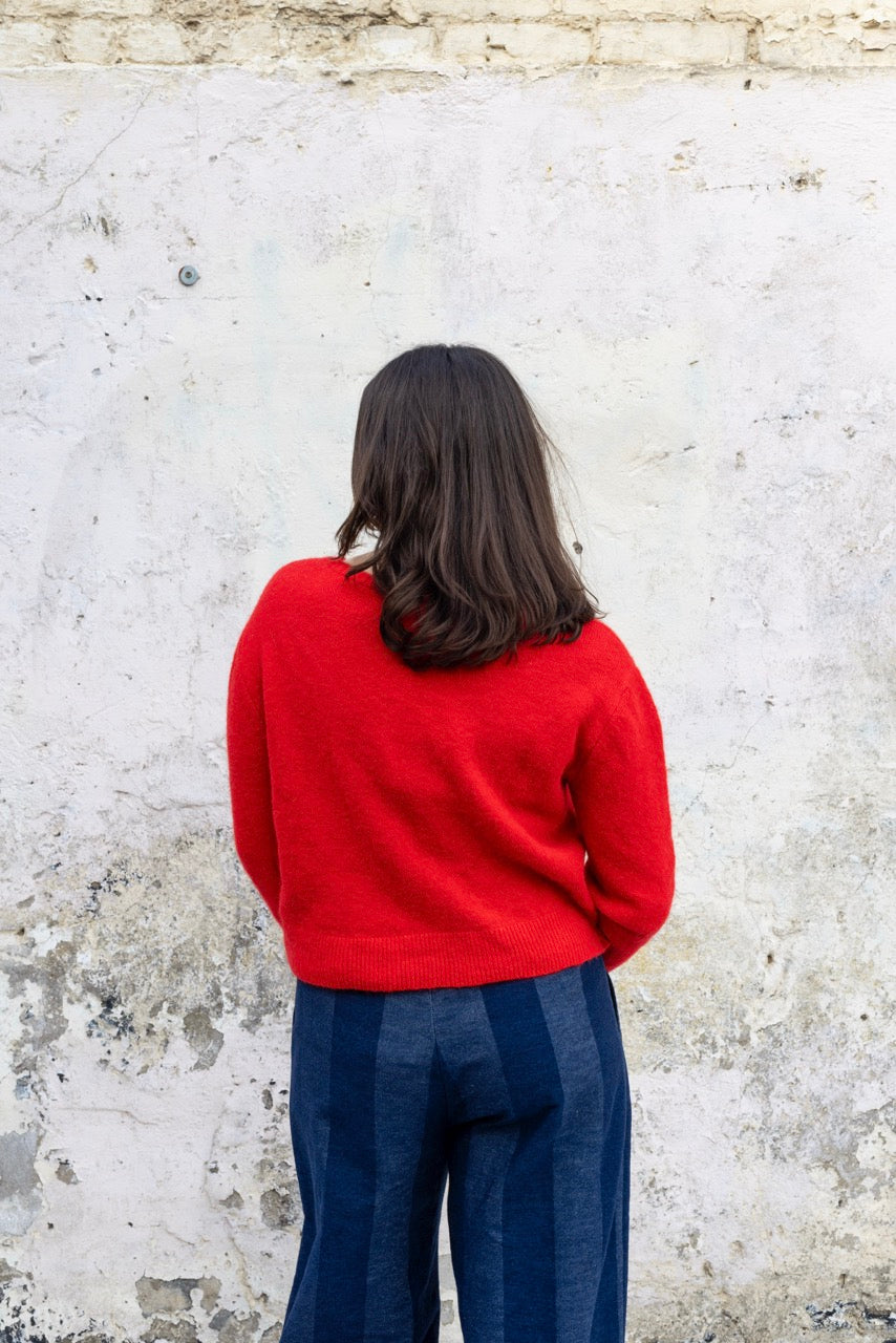 Lowie Alpaca Red Ballet Wrap Cardigan