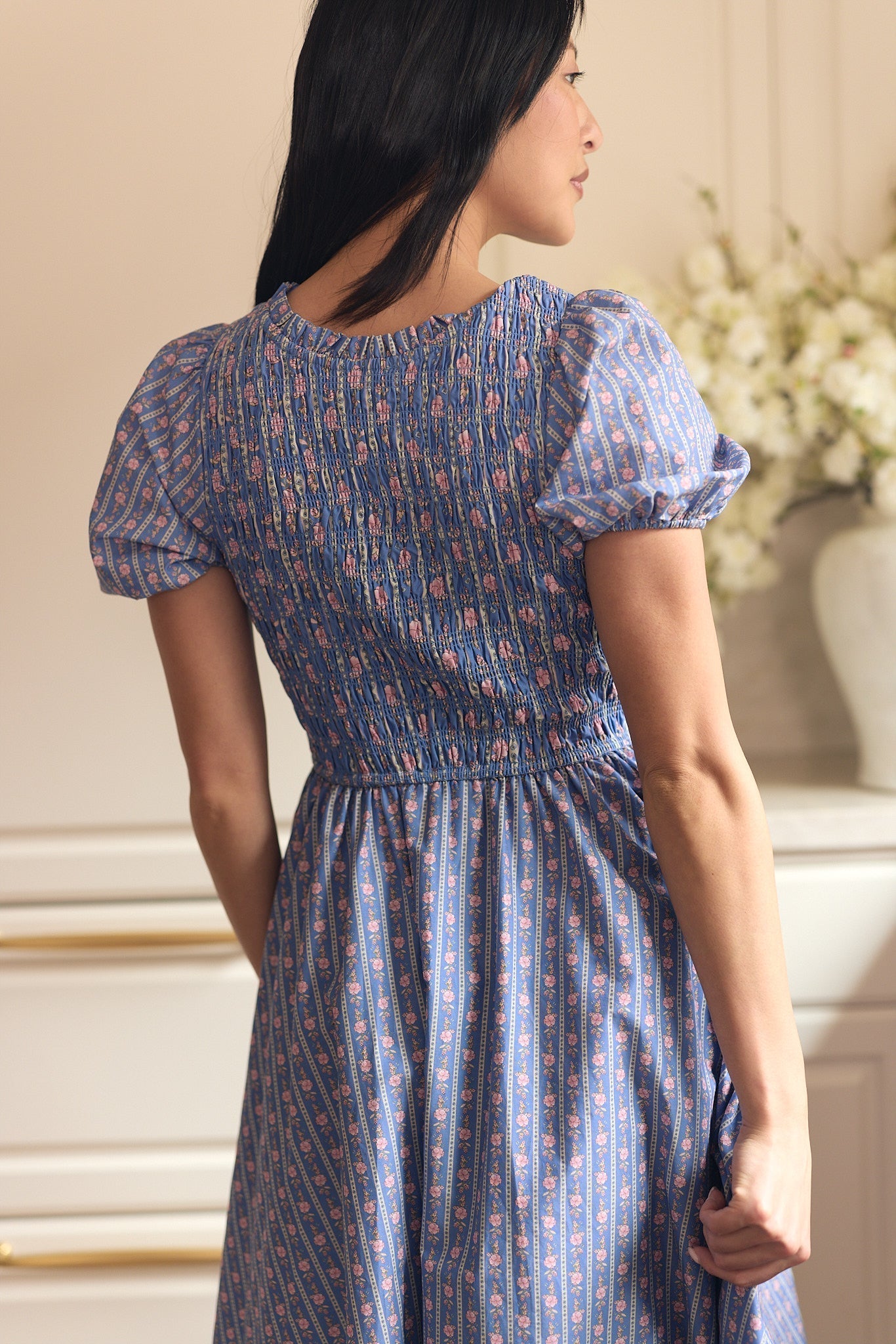 Mariah Dress in Linear Print