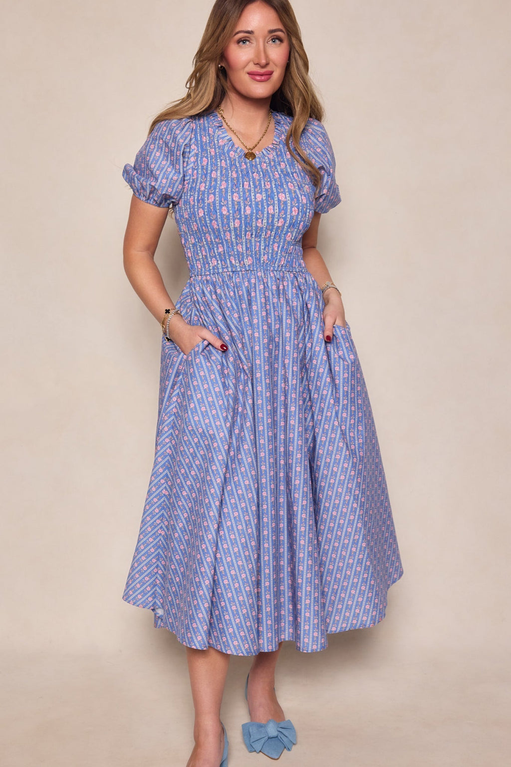 Mariah Dress in Linear Print