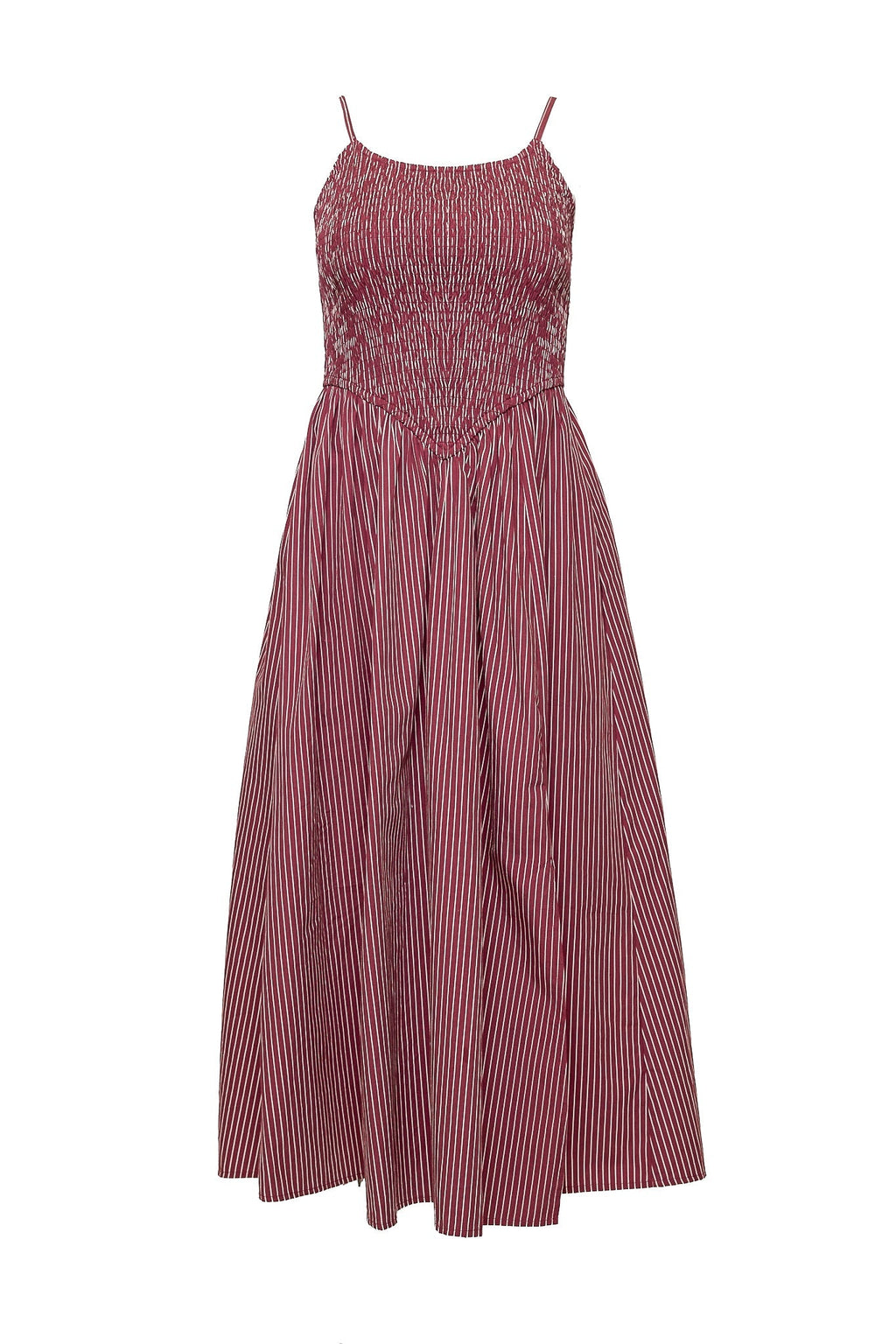Maxwell Dress in Burgundy Pinstripe