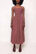Maxwell Dress in Burgundy Pinstripe
