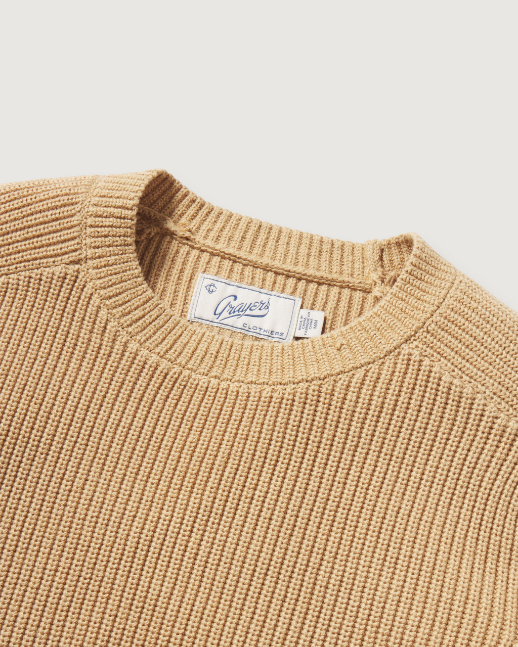 Shaker Stitch Cotton Crewneck Sweater - Curry