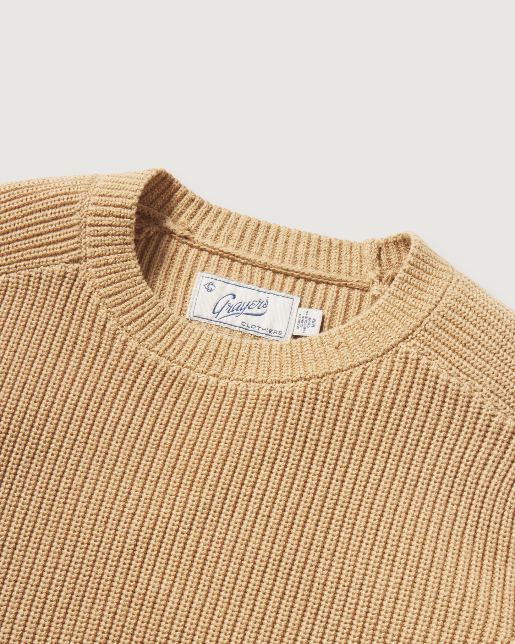 Shaker Stitch Cotton Crewneck Sweater - Curry
