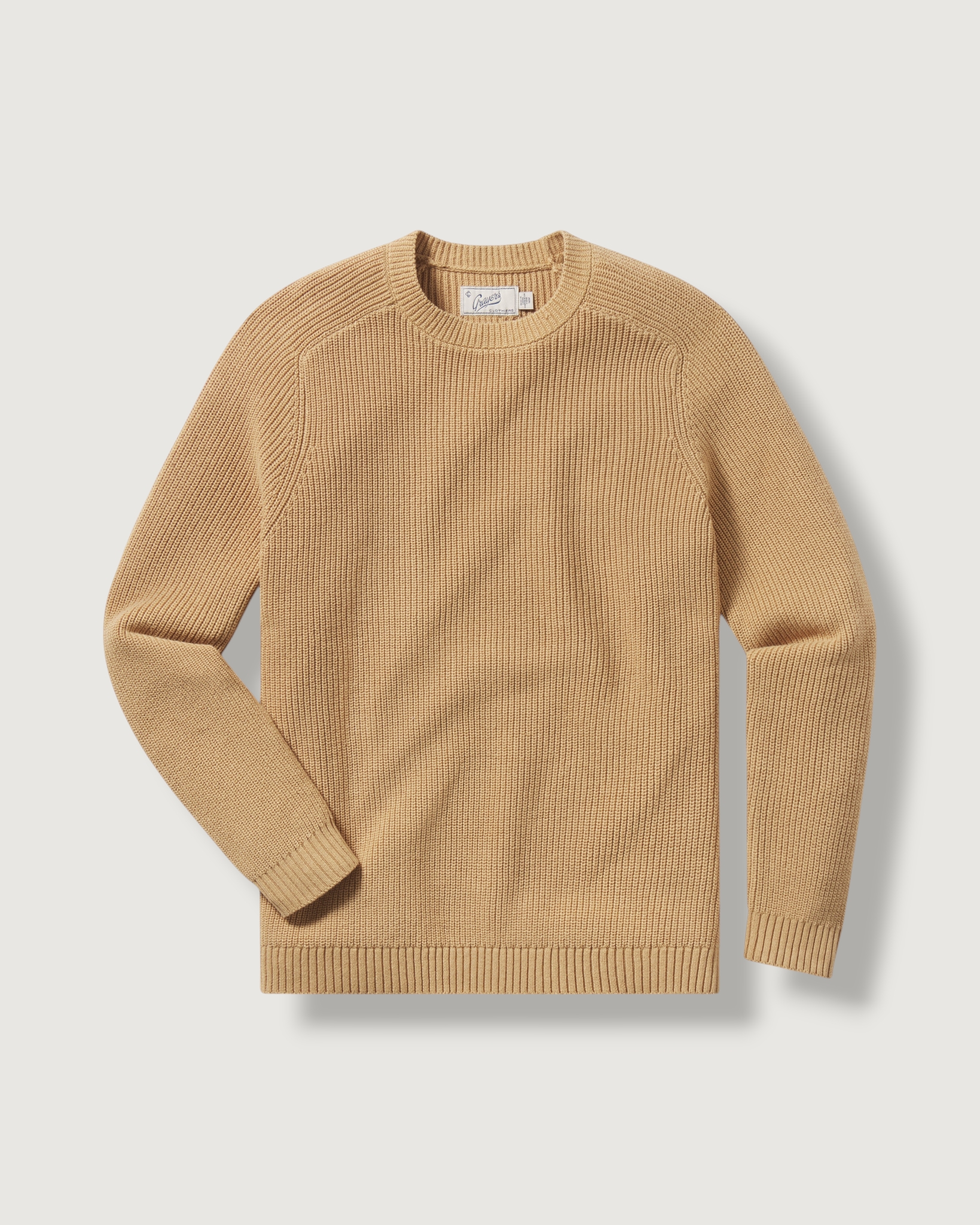 Shaker Stitch Cotton Crewneck Sweater - Curry