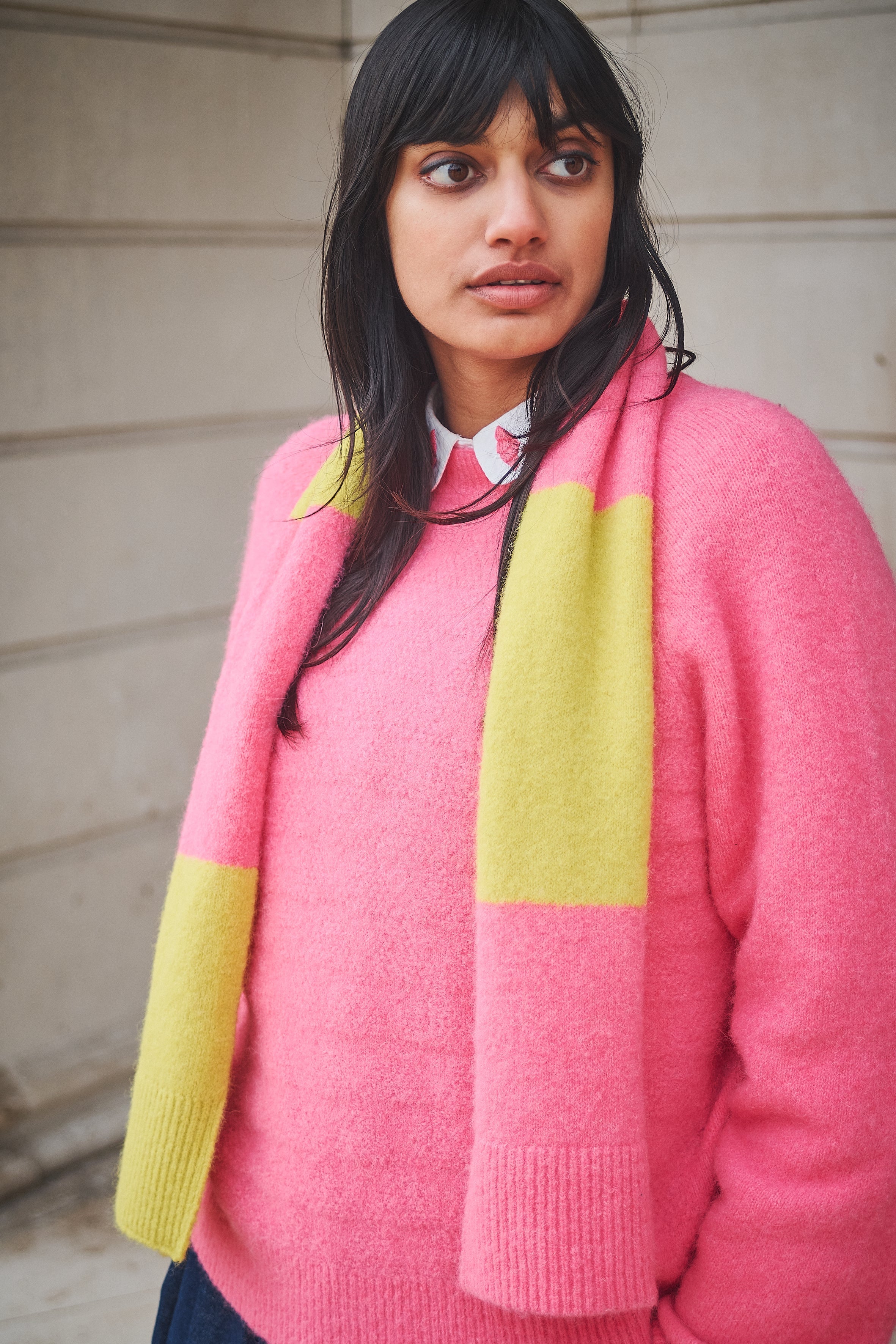 Lowie Alpaca Stripe Pink/Yellow Scarf