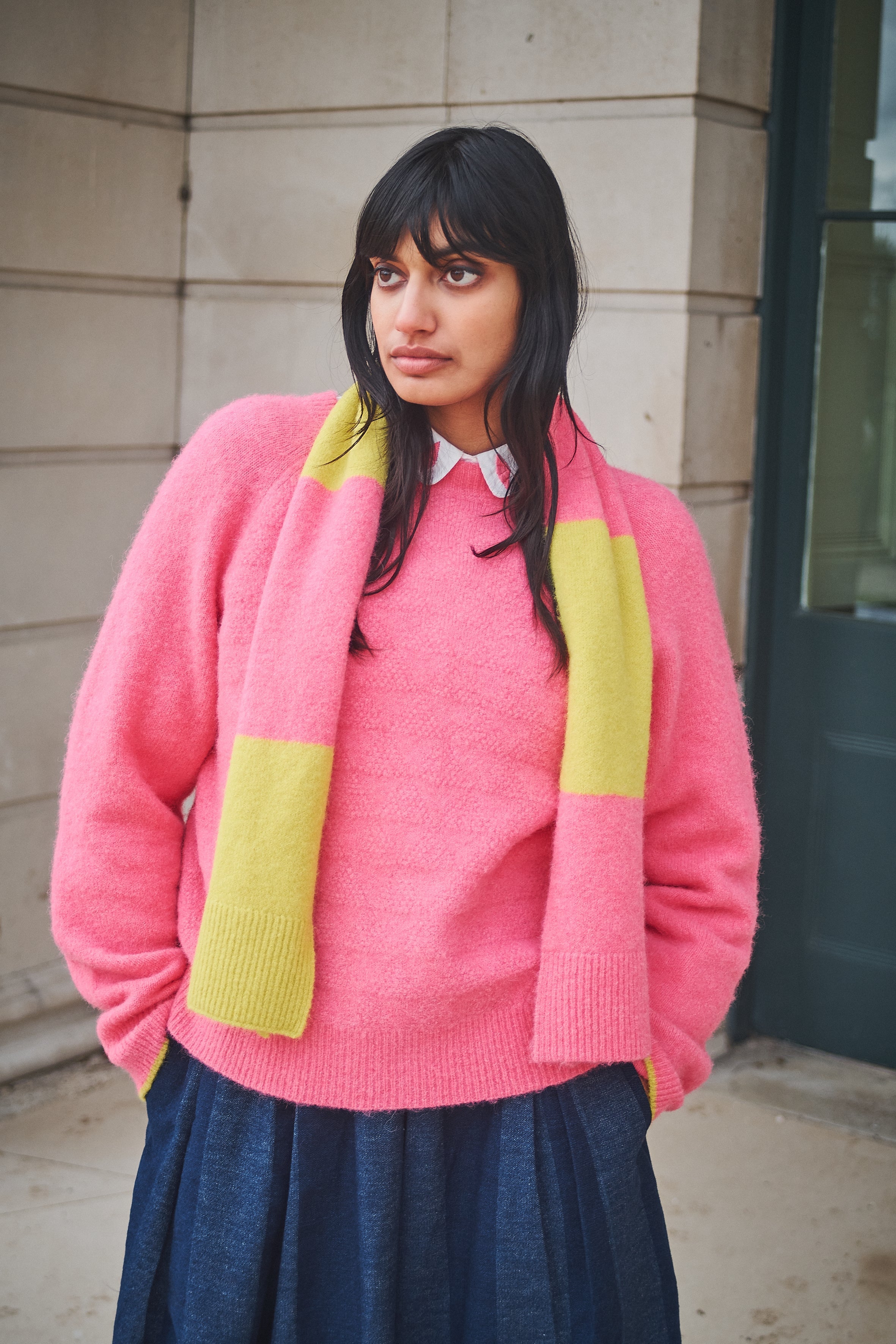 Lowie Alpaca Stripe Pink/Yellow Scarf