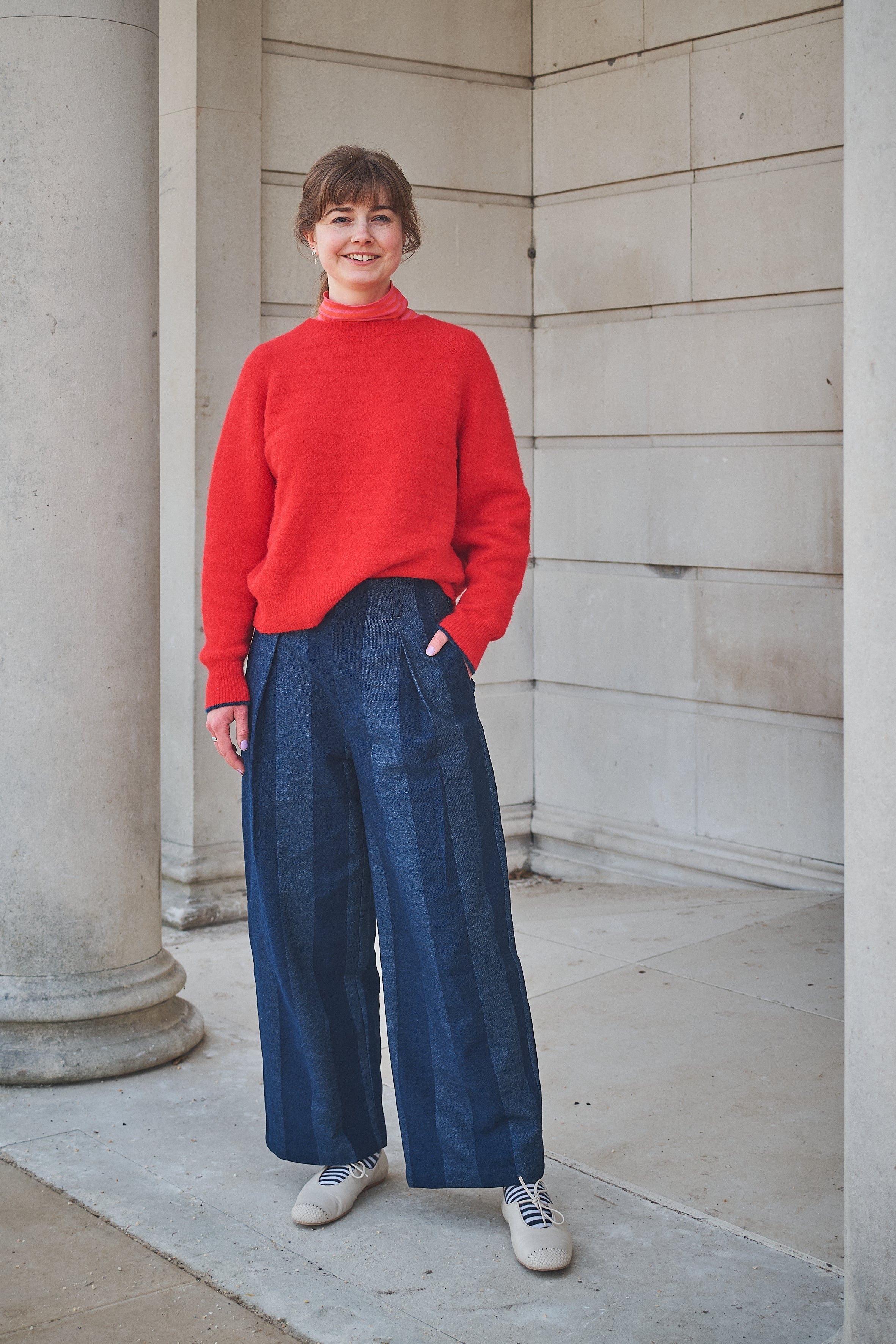 Lowie Stripe Denim Pleat Trouser