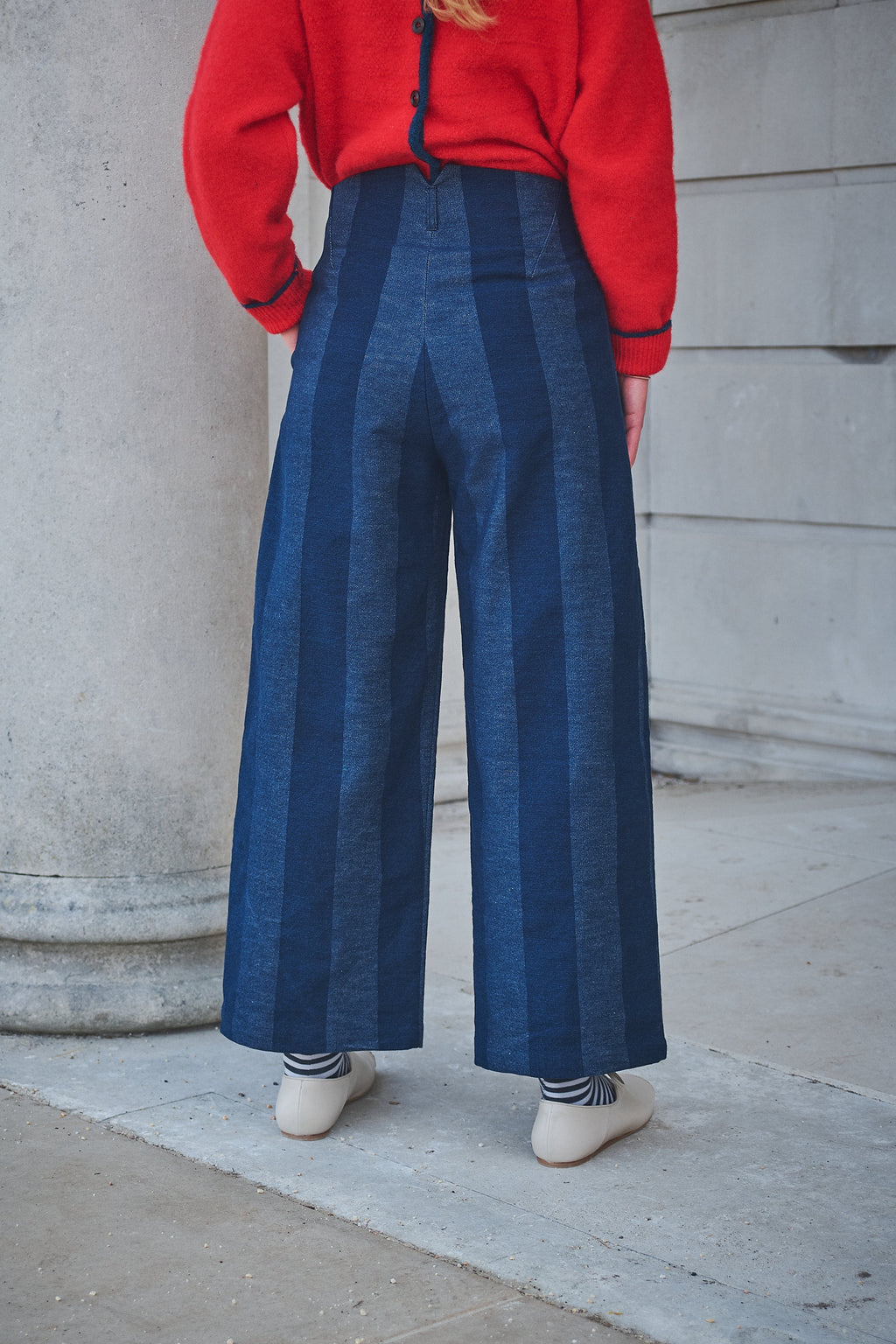 Lowie Stripe Denim Pleat Trouser