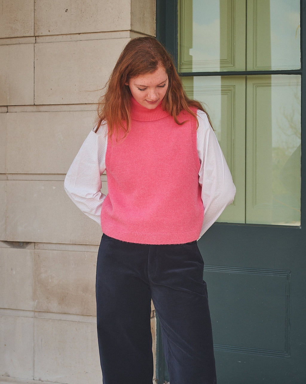 Lowie Pink Alpaca Roll Neck Vest