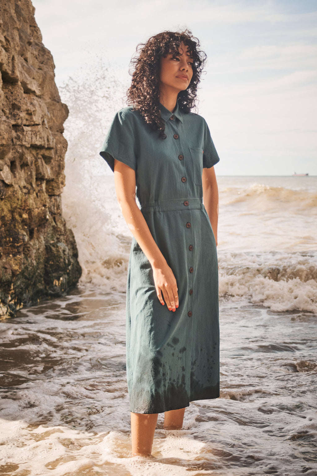 Lowie A-line Sage Shirt Dress