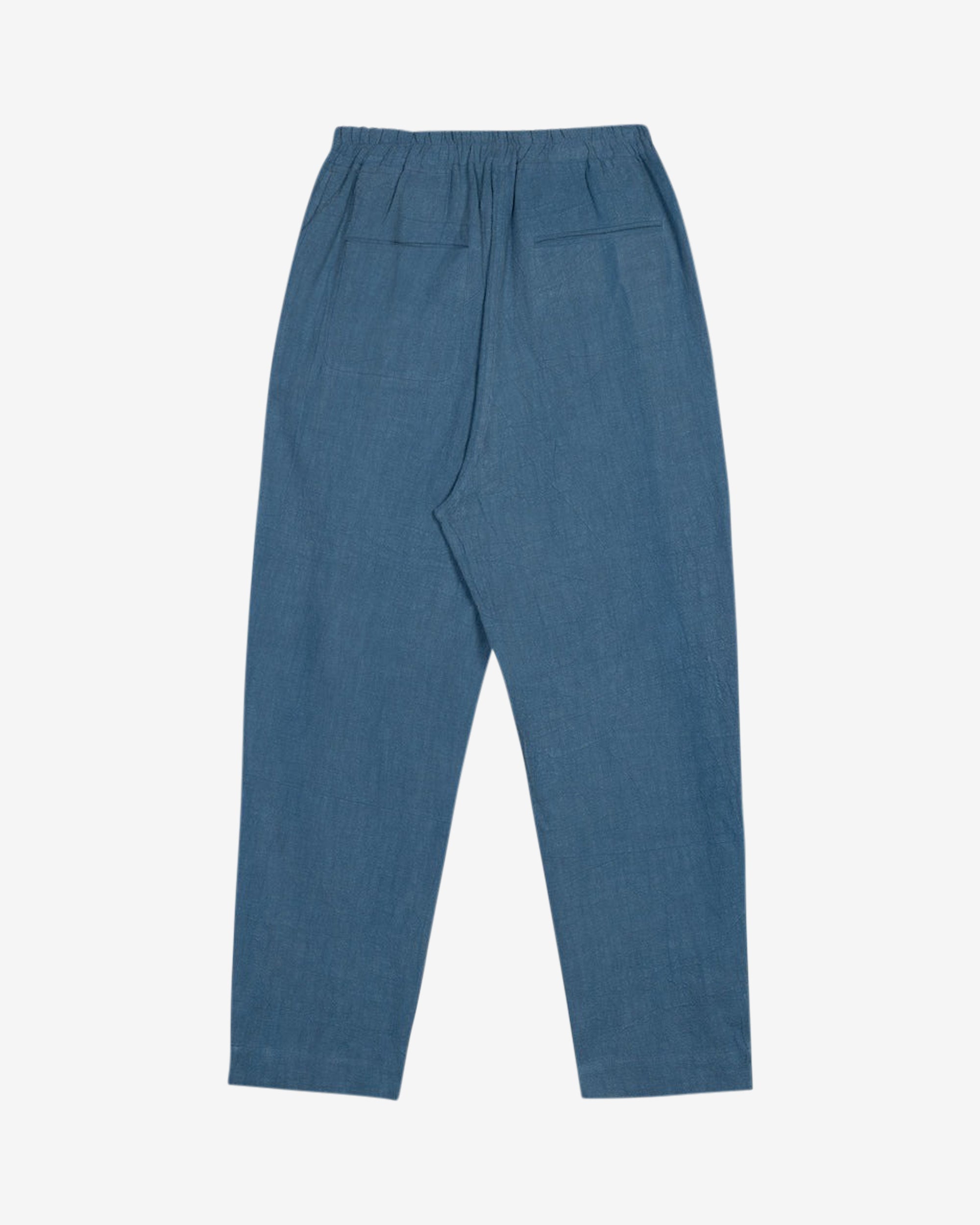 Lowie Cotton Linen Washed Blue Trousers
