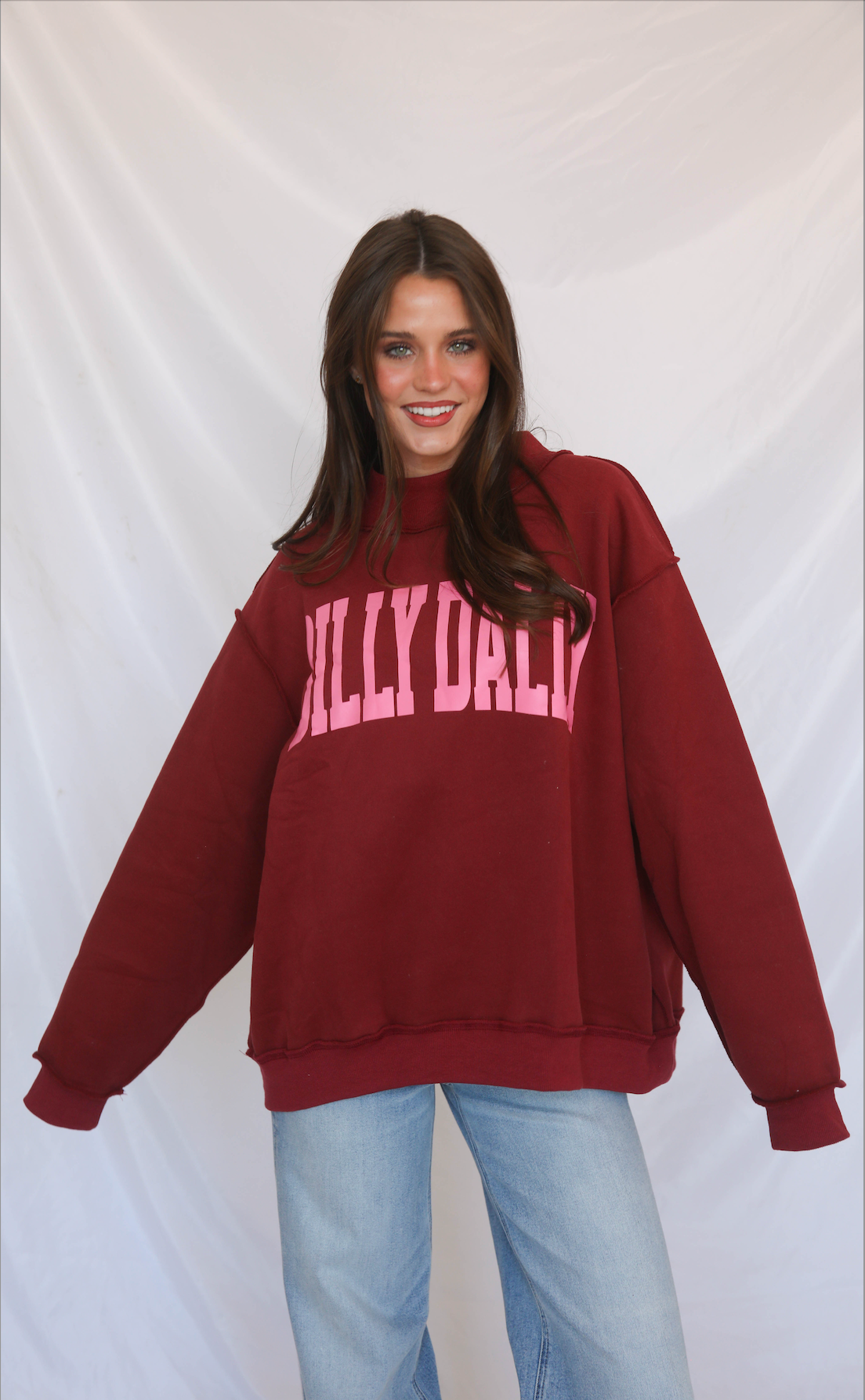 dilly dally mock neck sweatshirt - burgundy
