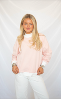 love to know striped mock neck - peach