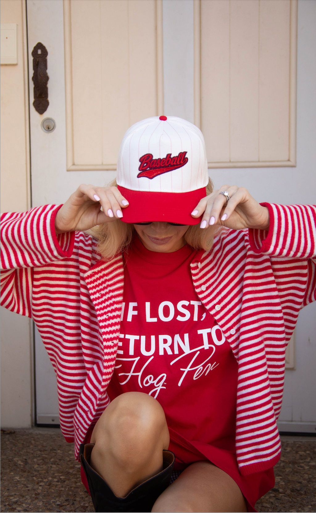 charlie southern: baseball pinstripe trucker