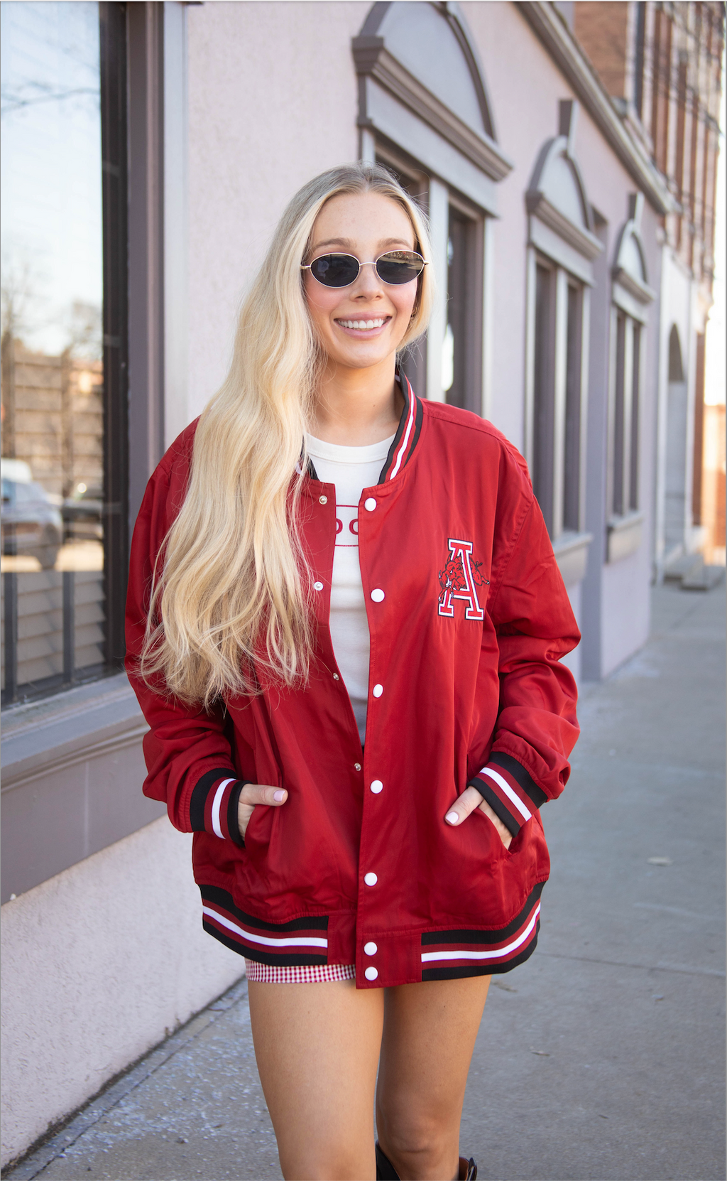 arkansas bomber jacket - razorback red