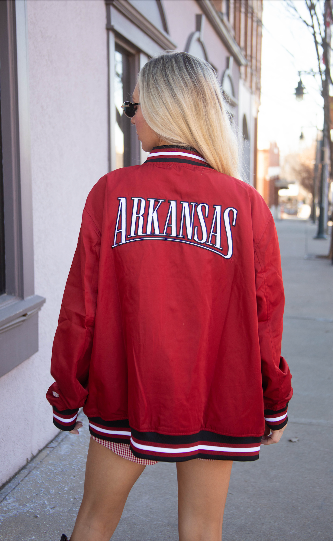 arkansas bomber jacket - razorback red