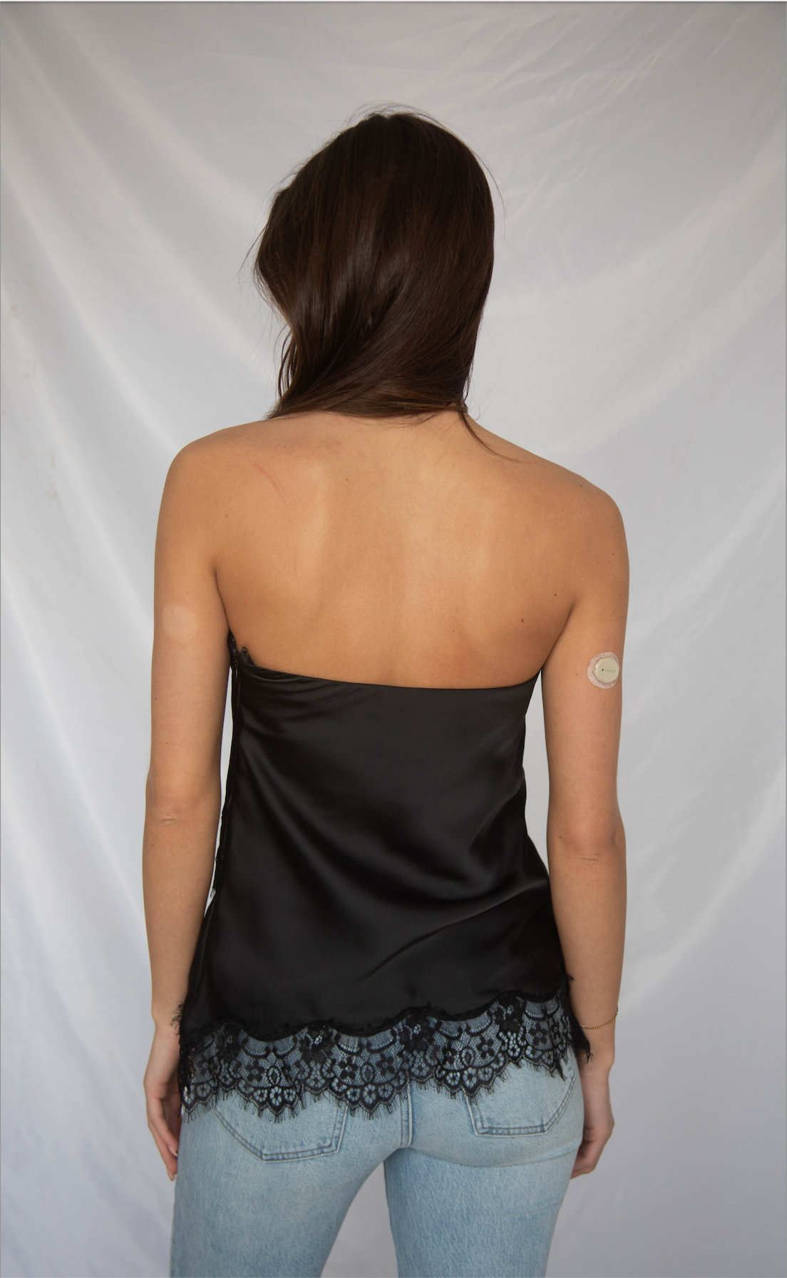 where've you been lace top - black