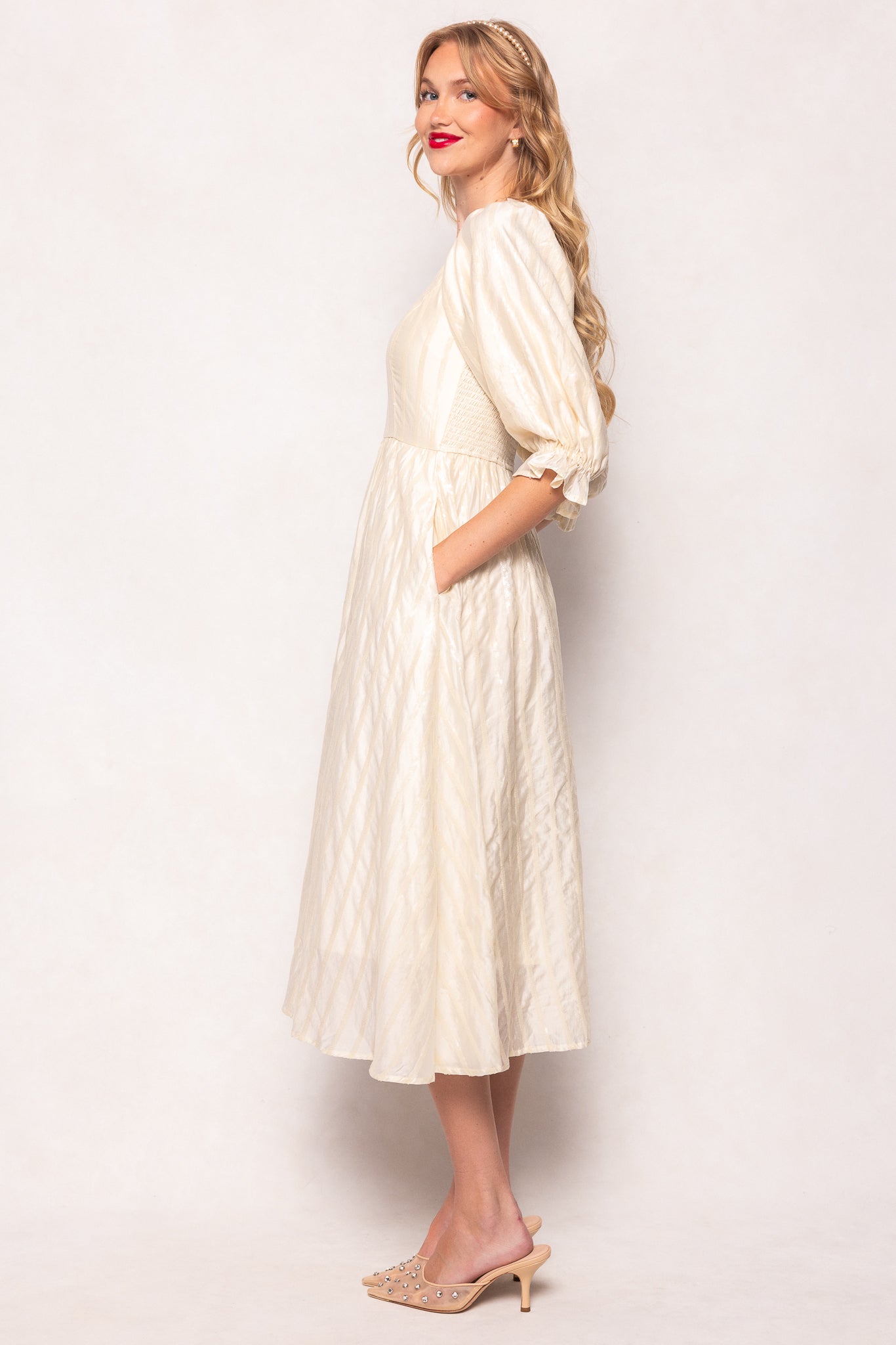 Tindra Dress in Cream Sequin