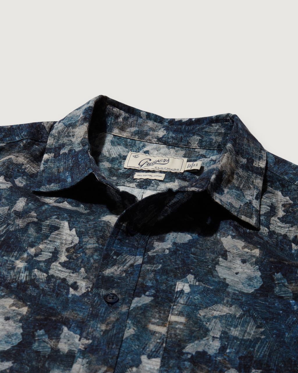 Bedford Textured Printed Shirt - Blue Camo Print