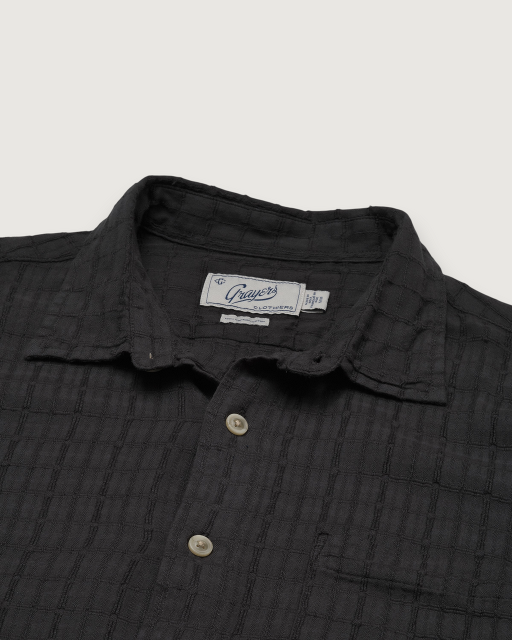 Bamboo Dobby Long Sleeve Shirt - Washed Black