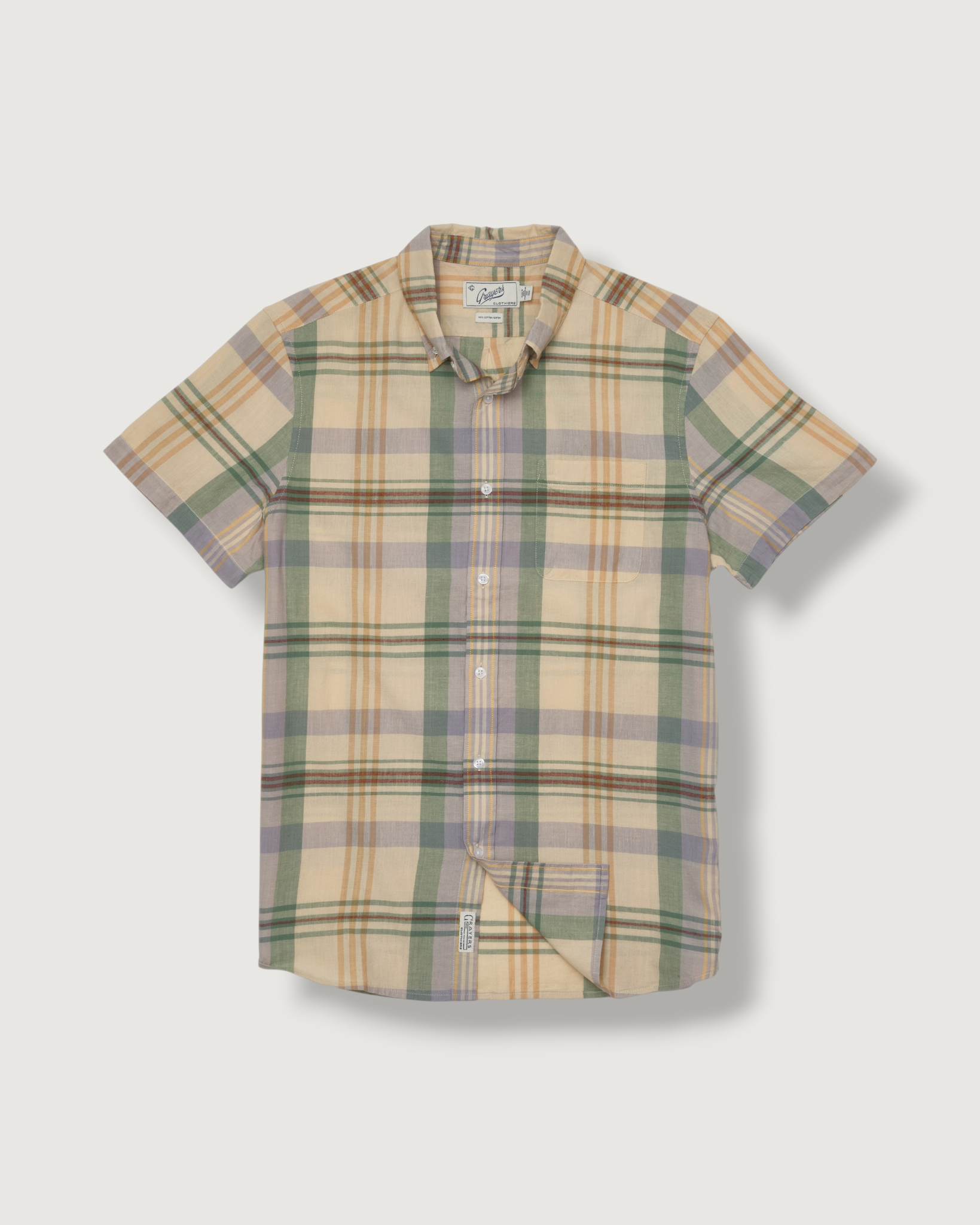 Classic Madras Plaid Short Sleeve Shirt - Lt Blue Cream Plaid