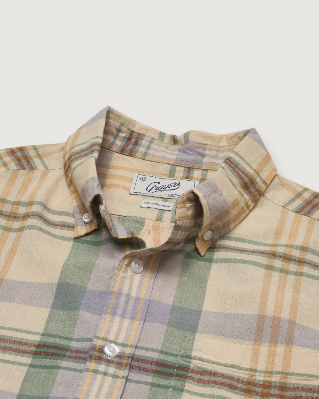 Classic Madras Plaid Short Sleeve Shirt - Lt Blue Cream Plaid
