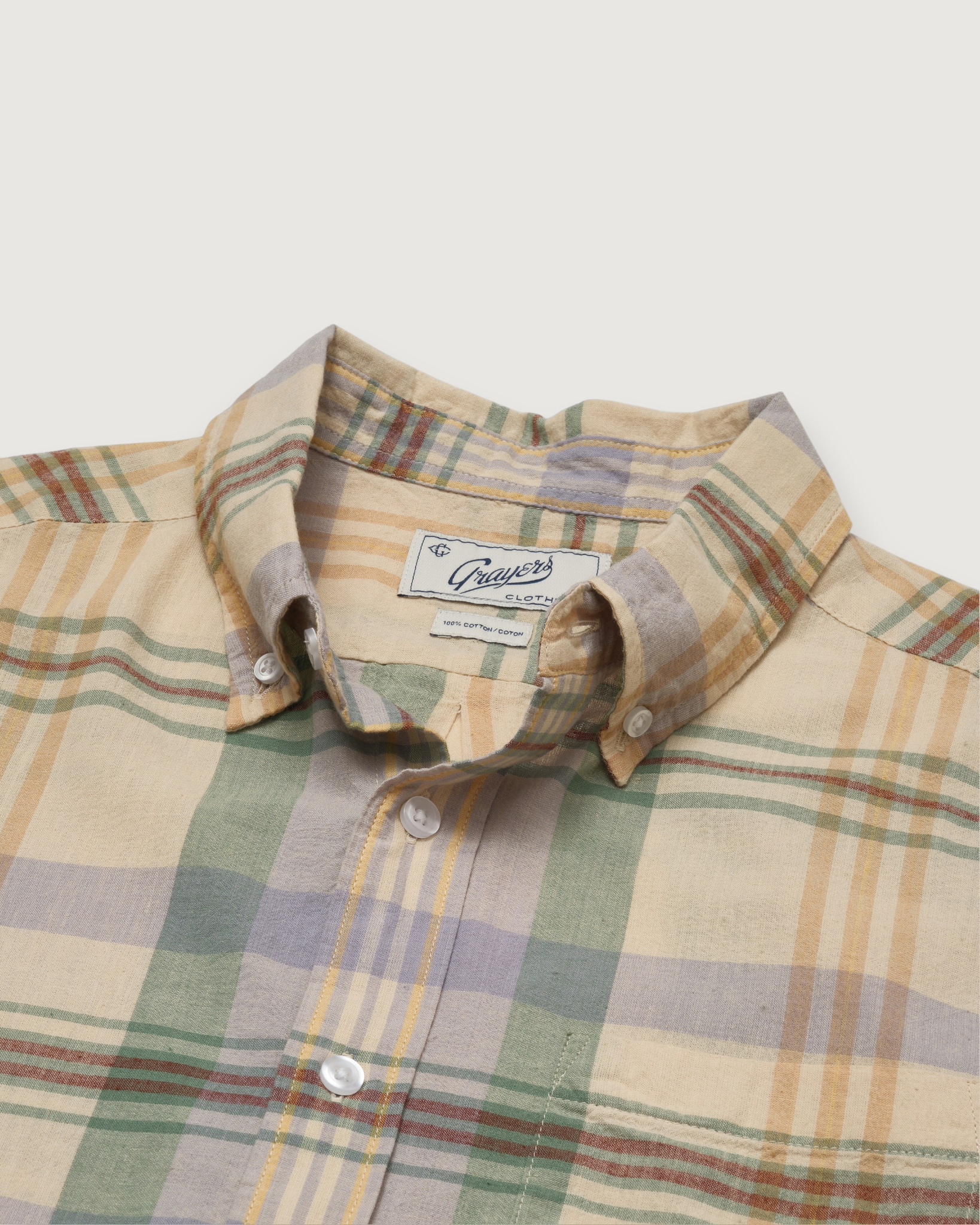Classic Madras Plaid Short Sleeve Shirt - Lt Blue Cream Plaid