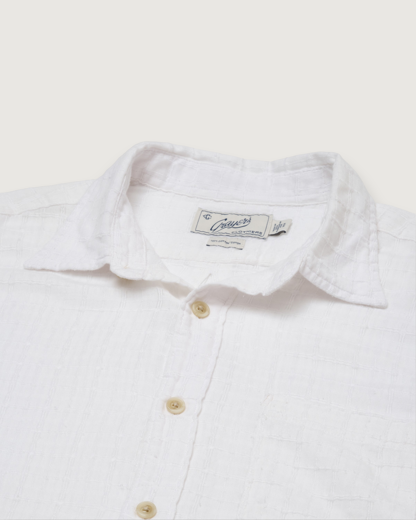 Bamboo Dobby Short Sleeve Shirt - White